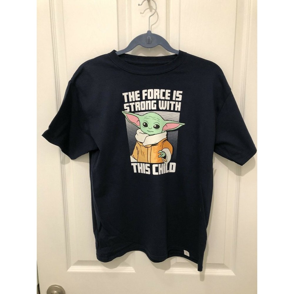 STAR WARS DISNEY PARKS MANDALORIAN BABY YODA GROGU DARK BLUE XL YOUTH T-SHIRT
